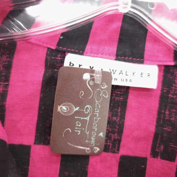 NEW BRYN WALKER Linen Shirt Fuchsia Pink Black Geometric OVERSIZED Size 1X - Picture 5 of 9